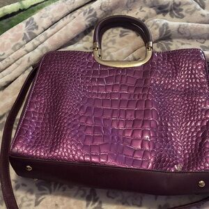 Chic Purple Embossed Shoulder Bag